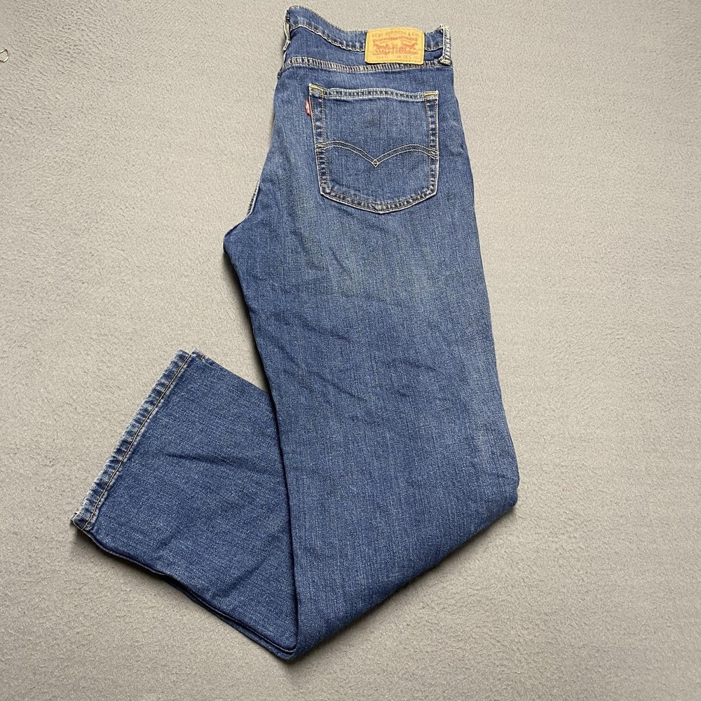 Levis 514 Jeans Mens 36x30 Blue Straight Leg Stretch Denim Medium Wash Pantsโ